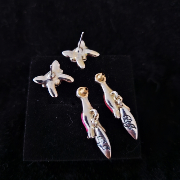 Betsey Johnson Pink Foxes With Dangling Tails & Rhinestones Earings 🦊✨️ - Picture 7 of 9